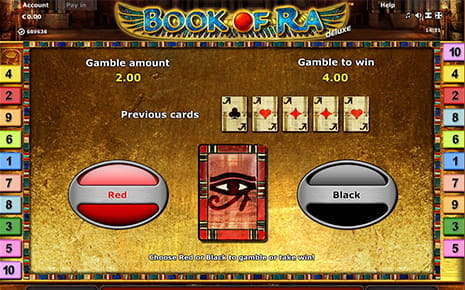 Das Risikospiel beim Book of Ra Spielautomaten von Novoline.