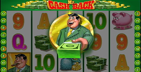 Mr Cashback Slot, Cashback Feature wenn eine Gewinnlinie 50x hintereinander nichts gewinnt.